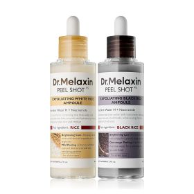 Dr.Melaxin Peel Shot Glow Rice Peeling Ampoule Duo Daily Soft Exfoliating Face and Body Scrub Dead Skin Cells Blackhead Remover for All Skin Types kor