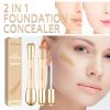 2-in-1 Dual-End Foundation & Concealer Liquid, Hydrating Buildable Coverage Facial Makeup, Long-Wearing Cream Base for Natural Even Skin Tone