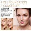 2-in-1 Dual-End Foundation & Concealer Liquid, Hydrating Buildable Coverage Facial Makeup, Long-Wearing Cream Base for Natural Even Skin Tone