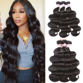 Human Hair Bundle Extensions Body Wave Natural Color (Option: 24inch)