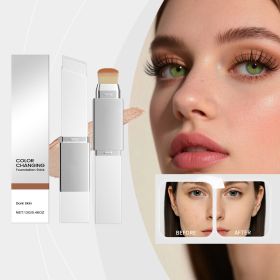 2-in-1 Color Changing Foundation Stick with Built-in Makeup Brush (style: Deep skin tone two-in-one color-changing foundation stick-1)